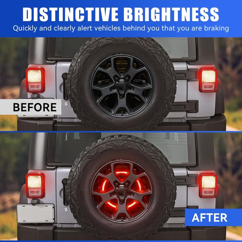 SUPAREE Spare Tire Brake Light Fit for Jeep Wrangler 2007-2017 JK JKU YJ TJ, Plug and Play 4th Third Brake Light Rear LED Ring Wheel Light, Red - Image 2